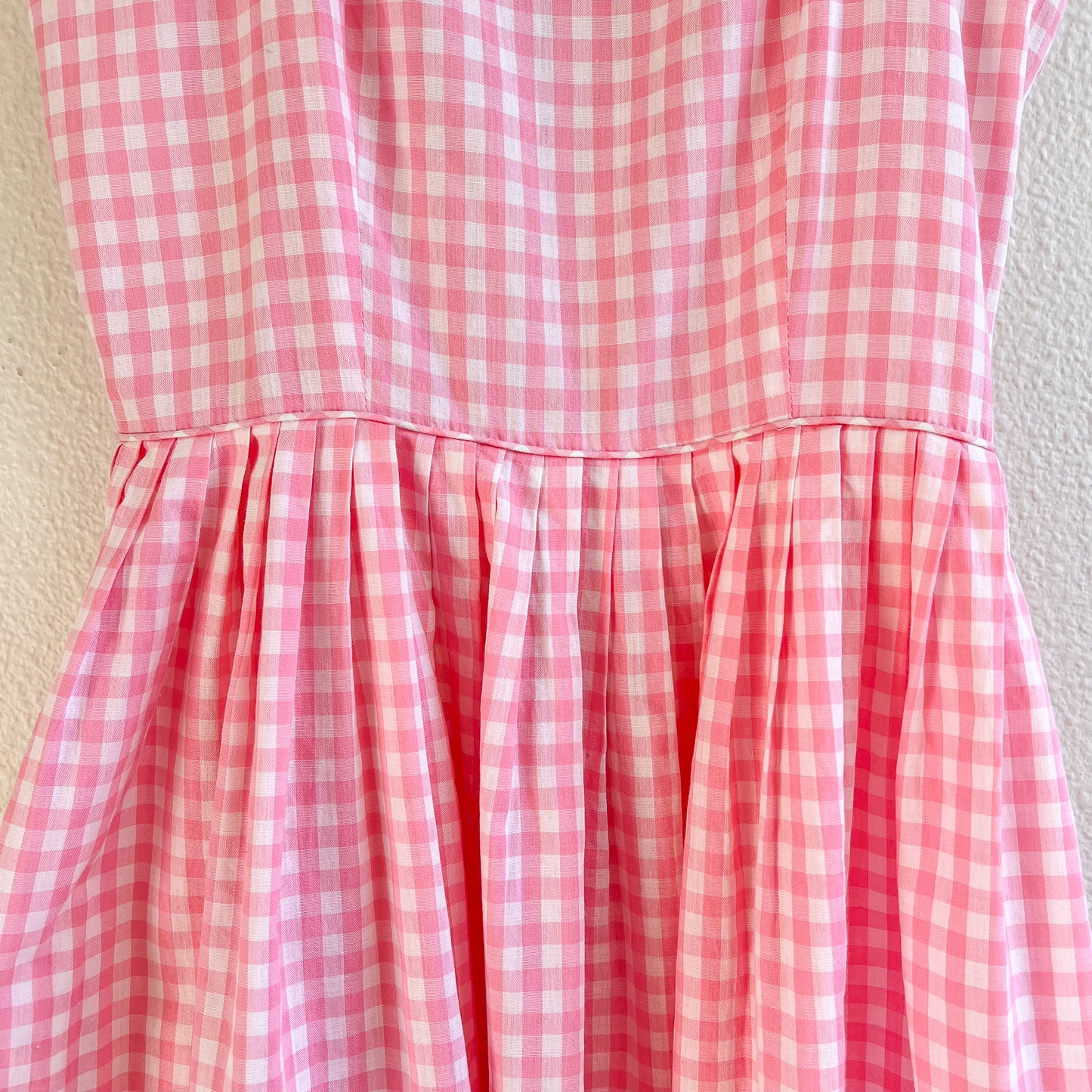Adorable 1950s Pink Gingham Summer Dress (XS)