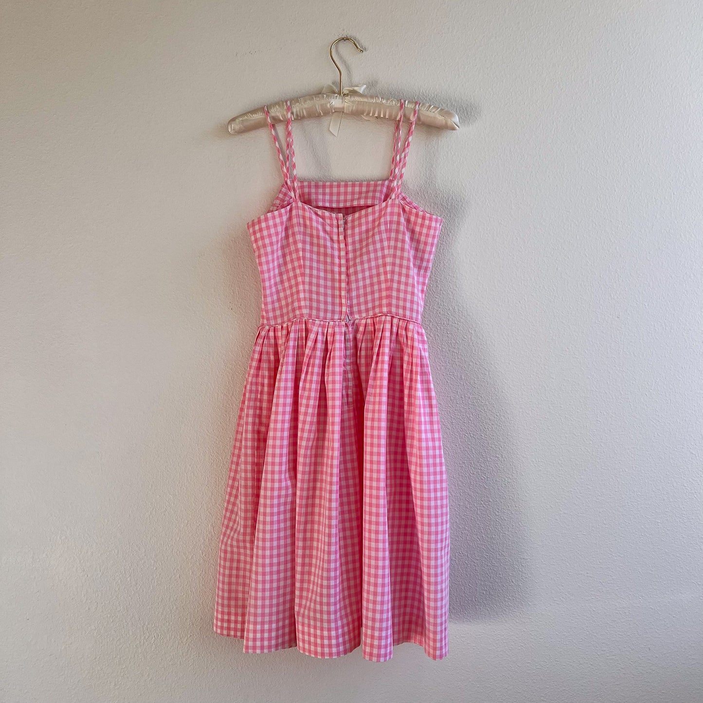 Adorable 1950s Pink Gingham Summer Dress (XS)