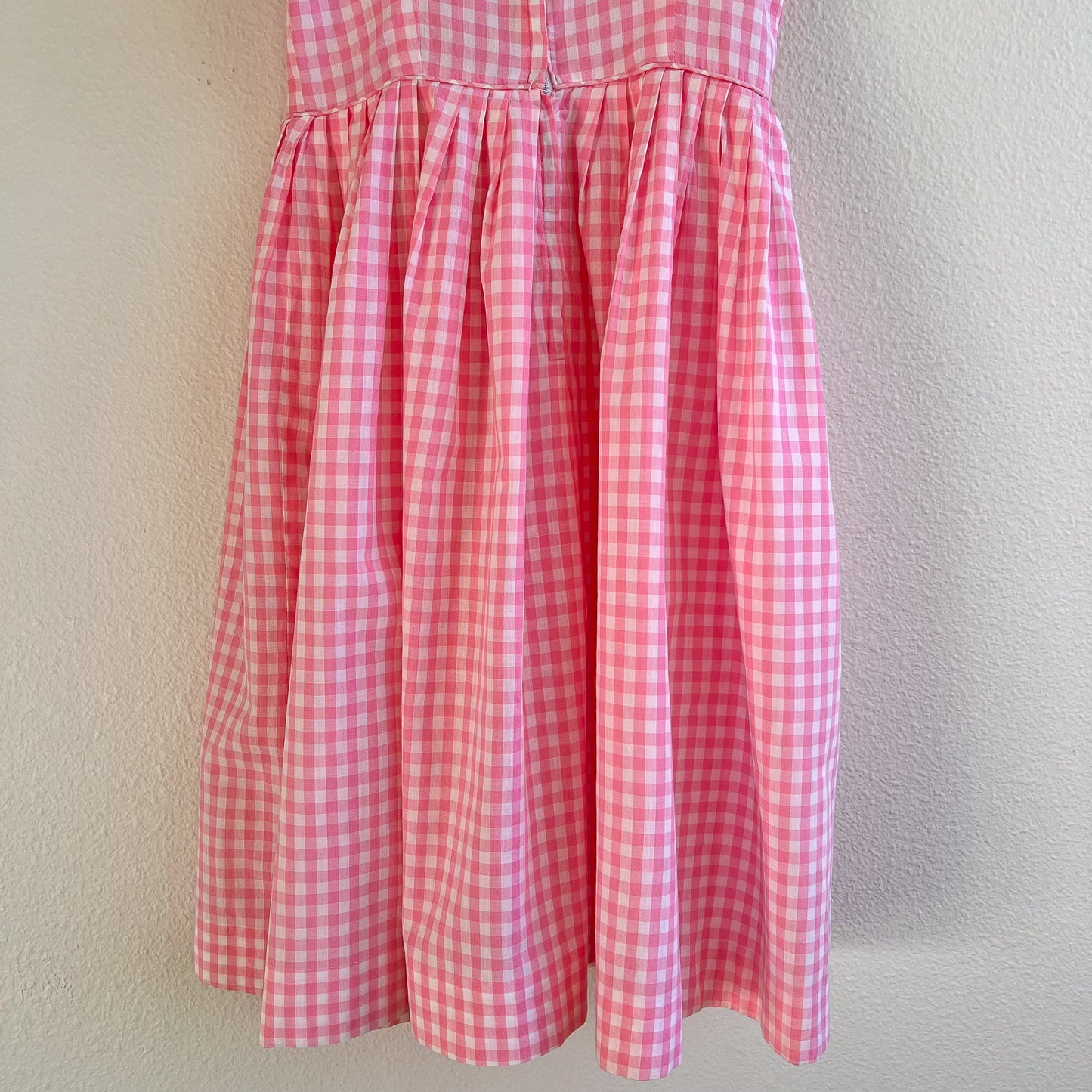 Adorable 1950s Pink Gingham Summer Dress (XS)