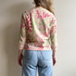 1950s Pink and Green Leaves Pattern Cardigan (S/M)