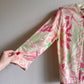 1950s Pink and Green Leaves Pattern Cardigan (S/M)