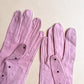1950s Pink Suede Gloves With Black Polka Dots
