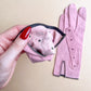 1950s Pink Suede Gloves With Black Polka Dots