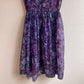 1950s Deep Purple Floral Chiffon Party Dress (M)