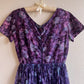 1950s Deep Purple Floral Chiffon Party Dress (M)