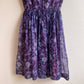 1950s Deep Purple Floral Chiffon Party Dress (M)