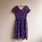 1950s Deep Purple Floral Chiffon Party Dress (M)