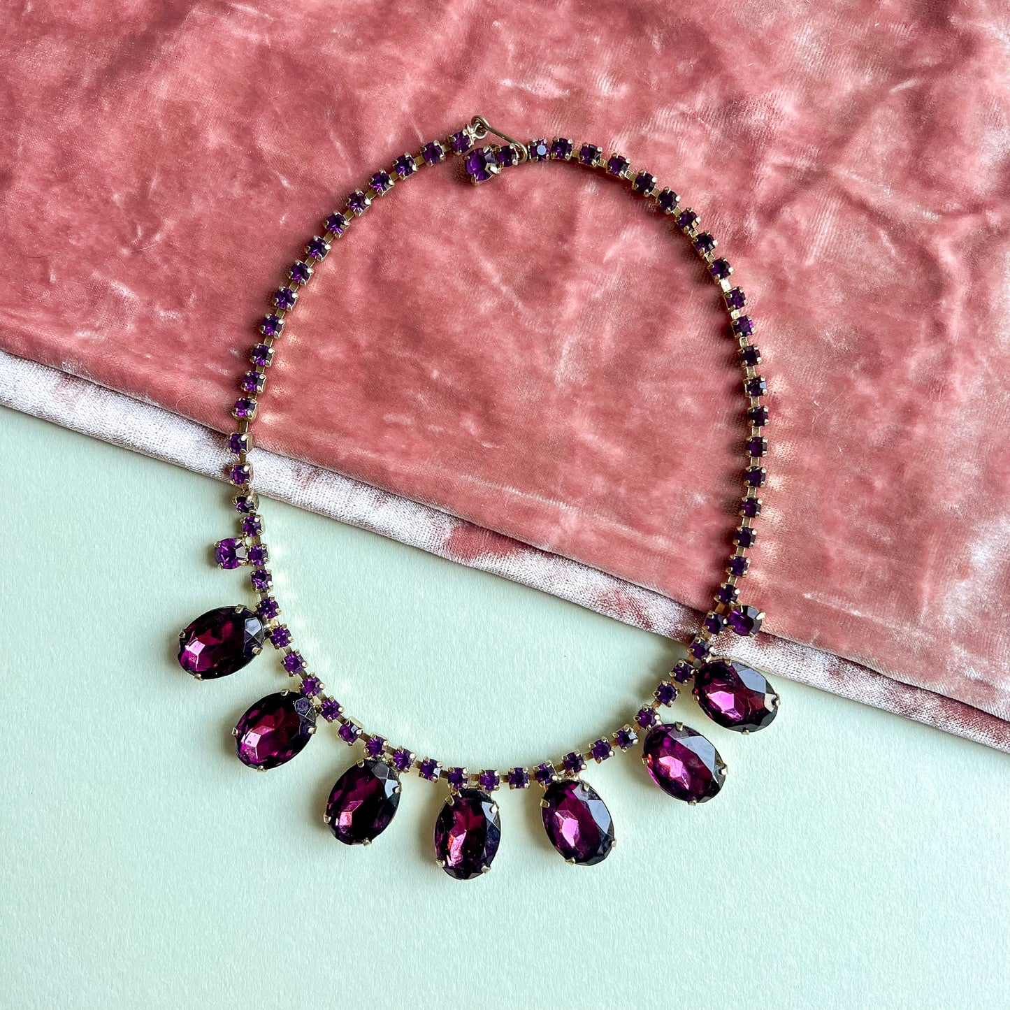 1950s Large Purple Spinel Gemstone Necklace