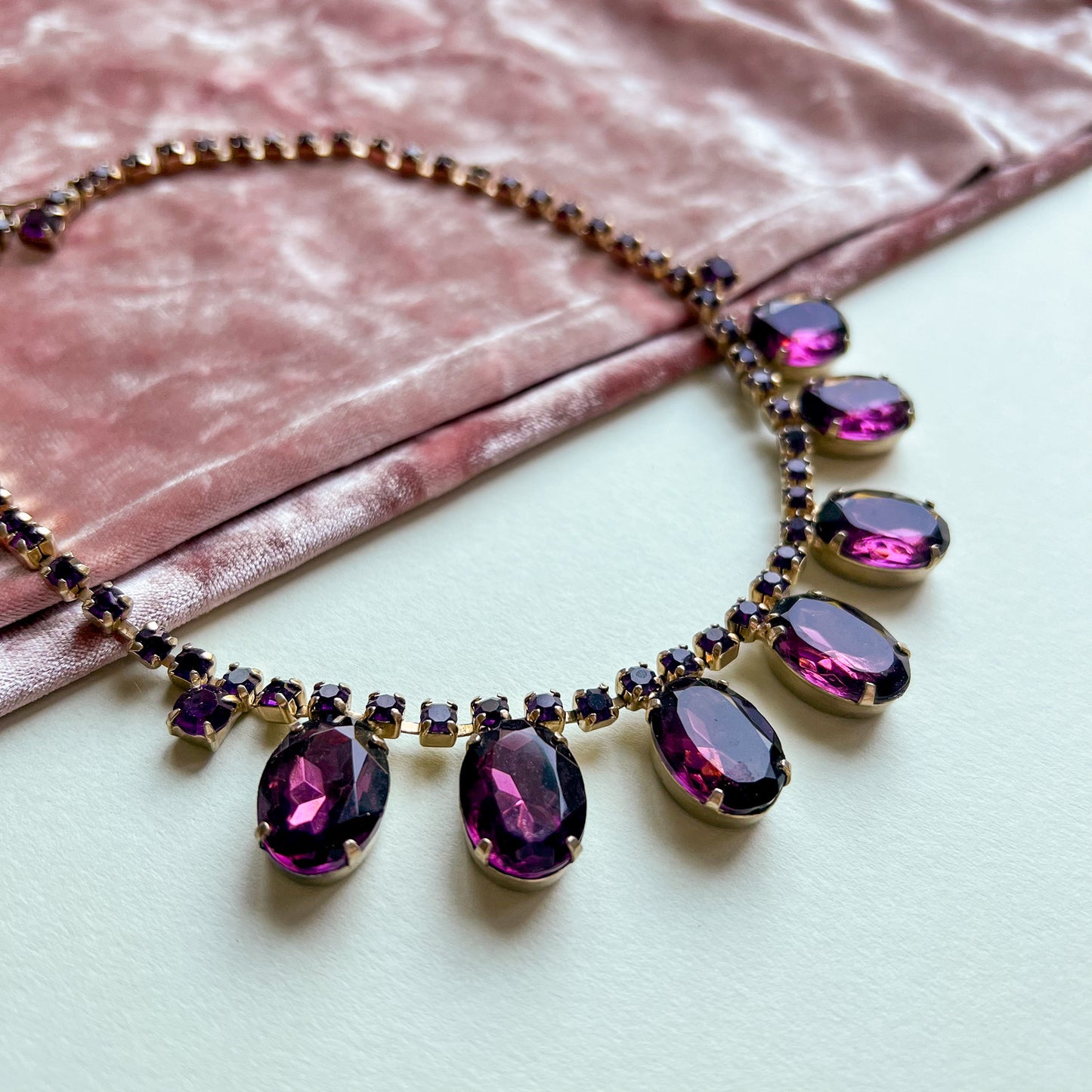 1950s Large Purple Spinel Gemstone Necklace