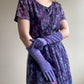 1950s Purple Long Gloves With Embroidered Details
