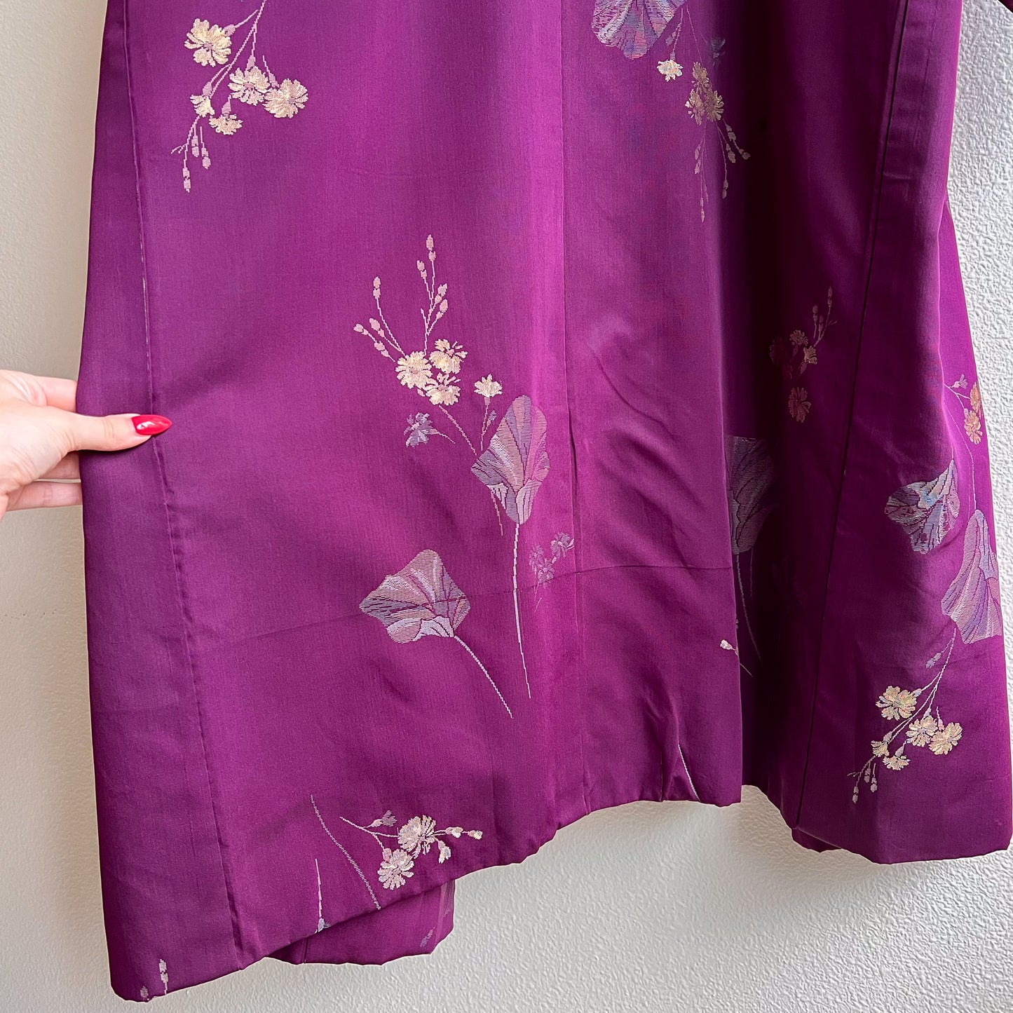 1950s Tyrian Purple Kimono With Bright Red Lining (OSFM)