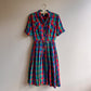 Gorgeous 1950s Red, Green, and Blue Plaid Silk Dress (S)