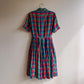 Gorgeous 1950s Red, Green, and Blue Plaid Silk Dress (S)