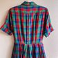 Gorgeous 1950s Red, Green, and Blue Plaid Silk Dress (S)