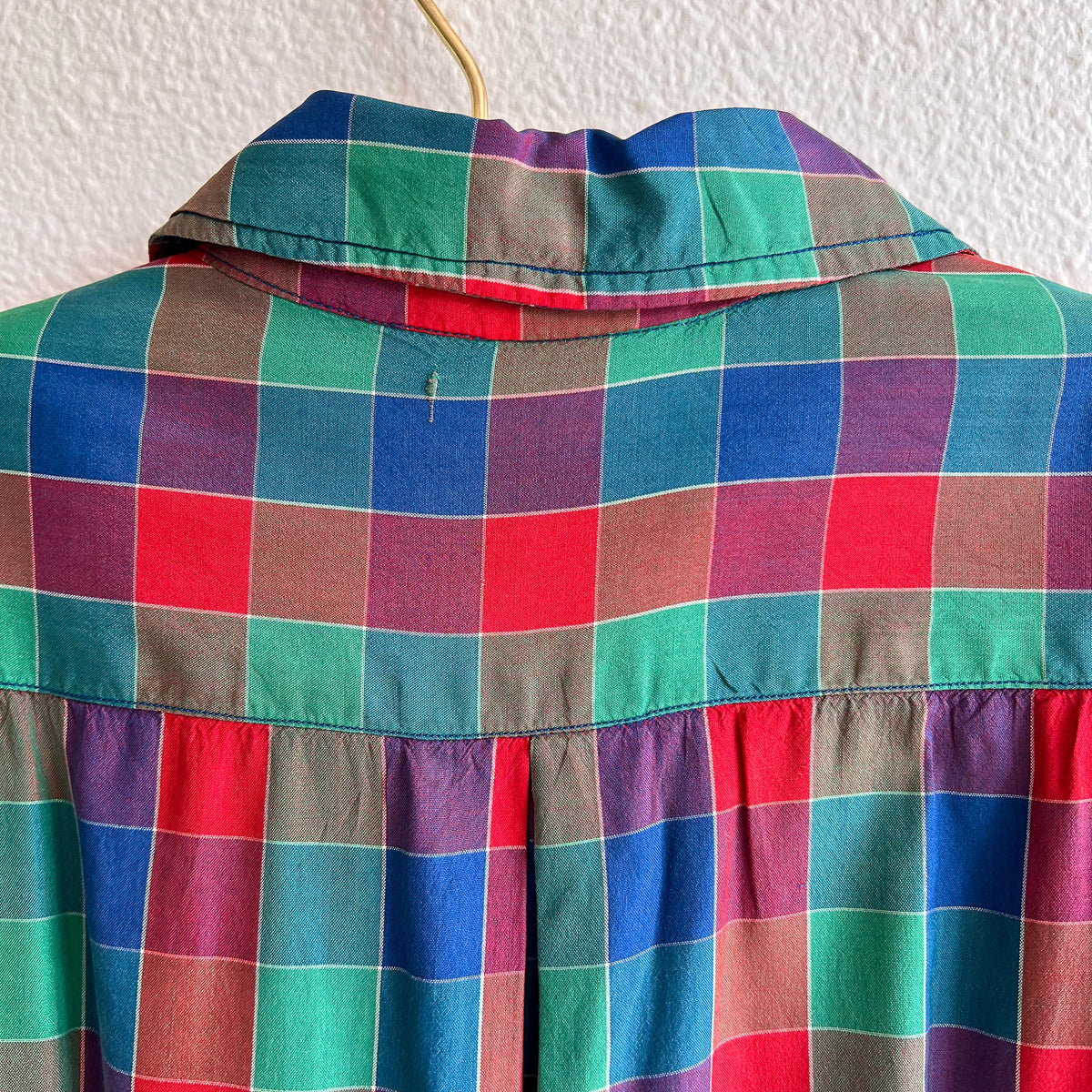 Gorgeous 1950s Red, Green, and Blue Plaid Silk Dress (S)