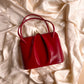 1950s Ruby Red Leather Structured Handbag