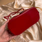 1950s Ruby Red Leather Structured Handbag