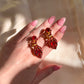 1950s Rich Red Rhinestone Clip-On Earrings