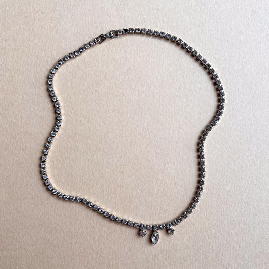 Minimalist 1950s Rhinestone Choker Necklace