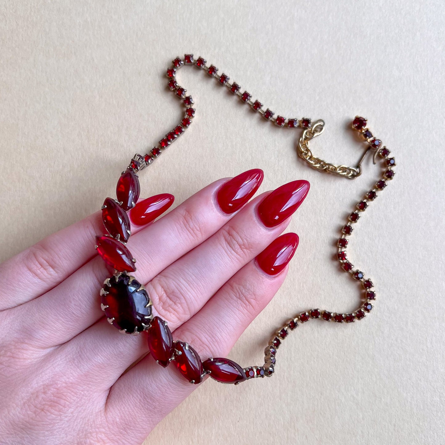 1950s Ruby Gemstone Choker Necklace