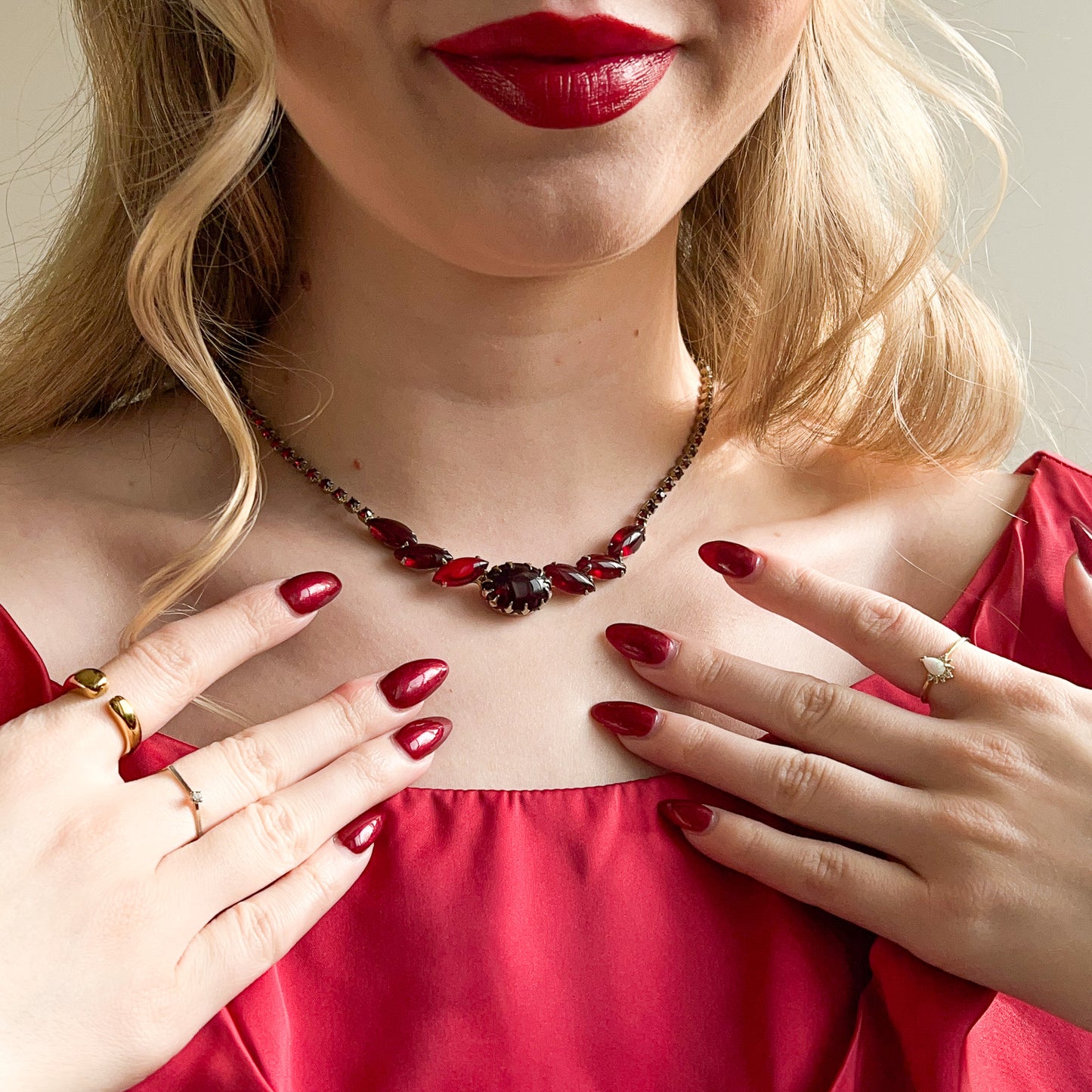 1950s Ruby Gemstone Choker Necklace