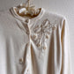 Soft 1950s White Cardigan With Beaded Bow (M/L)