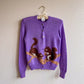 1950s Handknit Squirrel Purple Cardigan (XS/S)