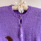 1950s Handknit Squirrel Purple Cardigan (XS/S)