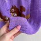 1950s Handknit Squirrel Purple Cardigan (XS/S)