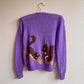 1950s Handknit Squirrel Purple Cardigan (XS/S)