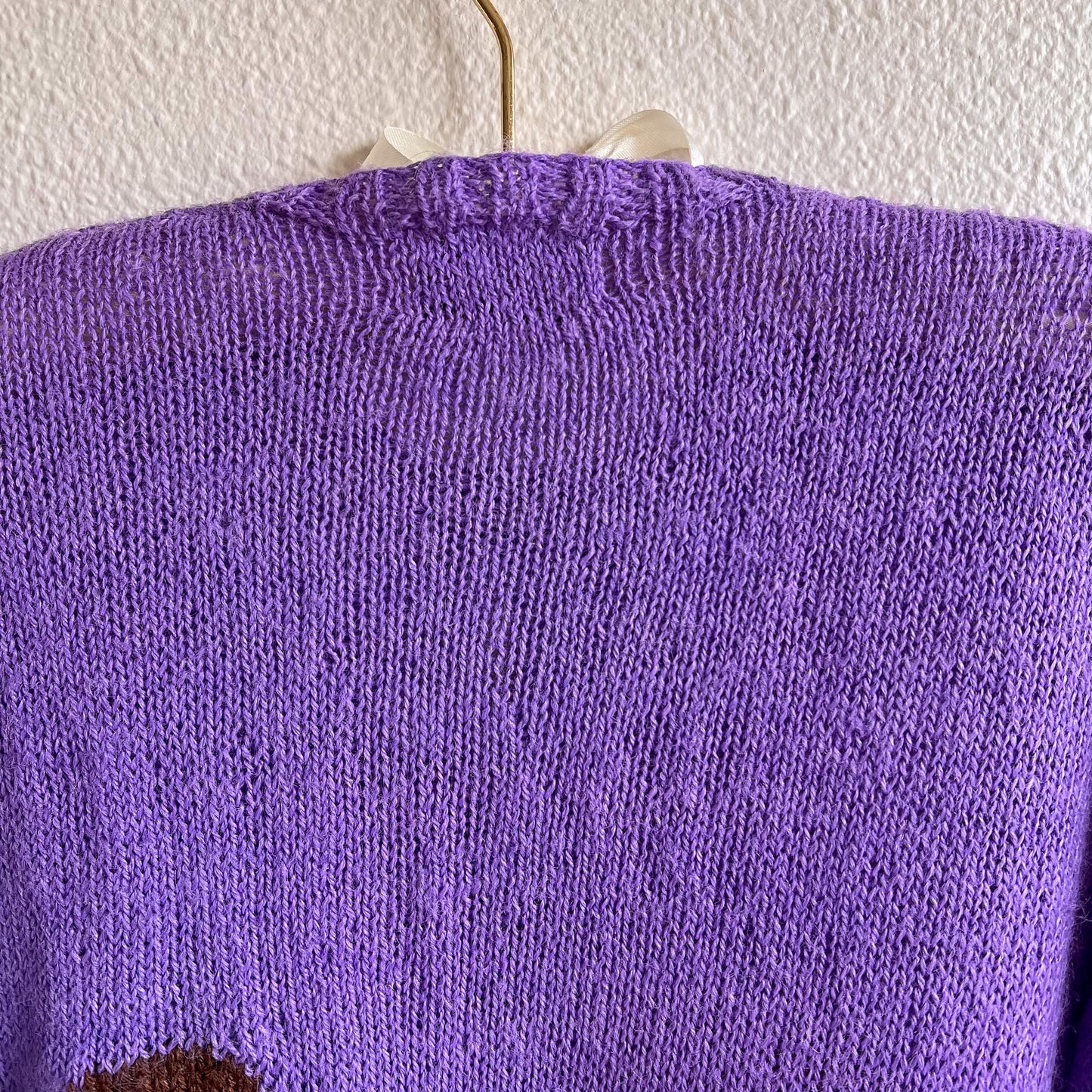 1950s Handknit Squirrel Purple Cardigan (XS/S)
