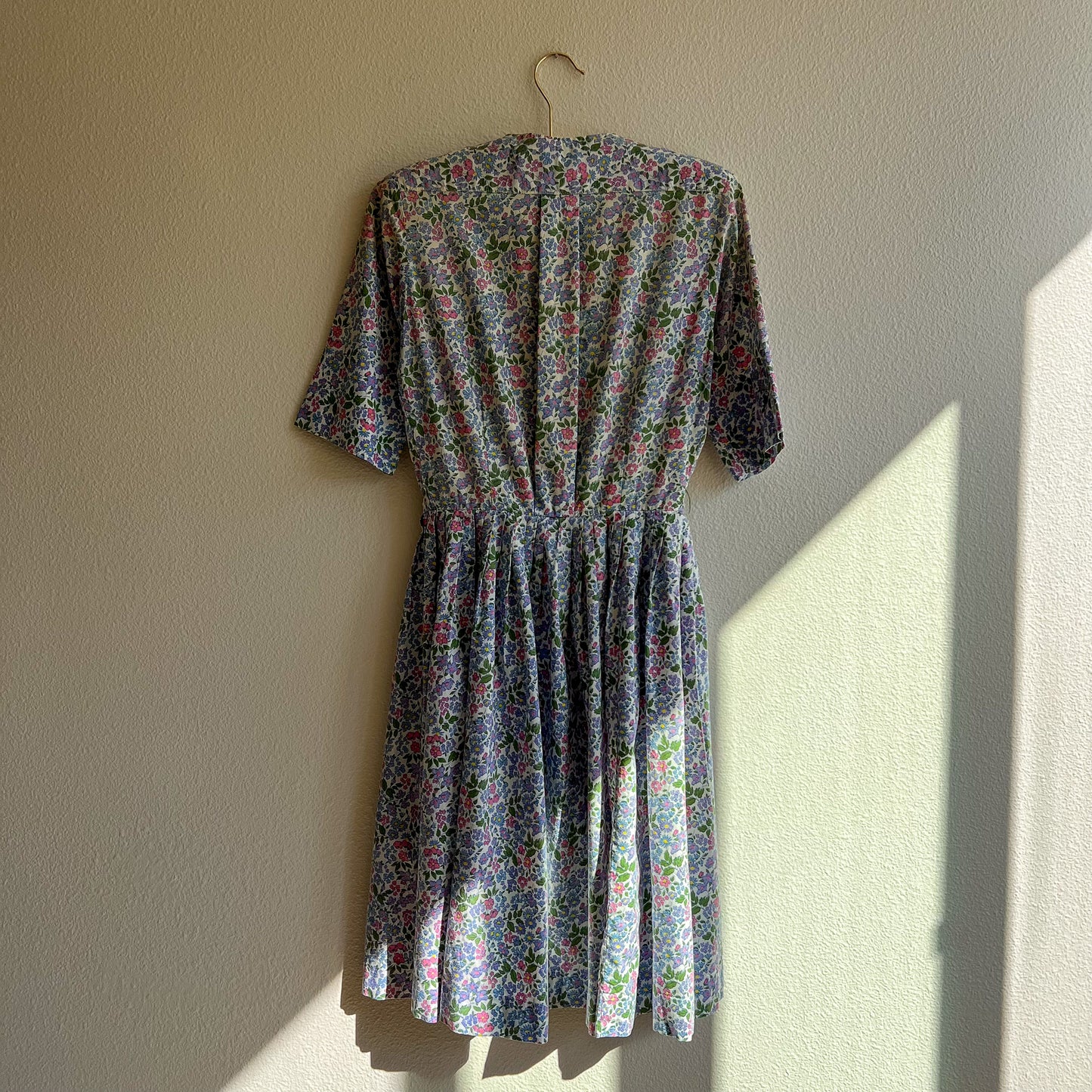 1950s Summer Dress With Purple Daisy Print (XS)