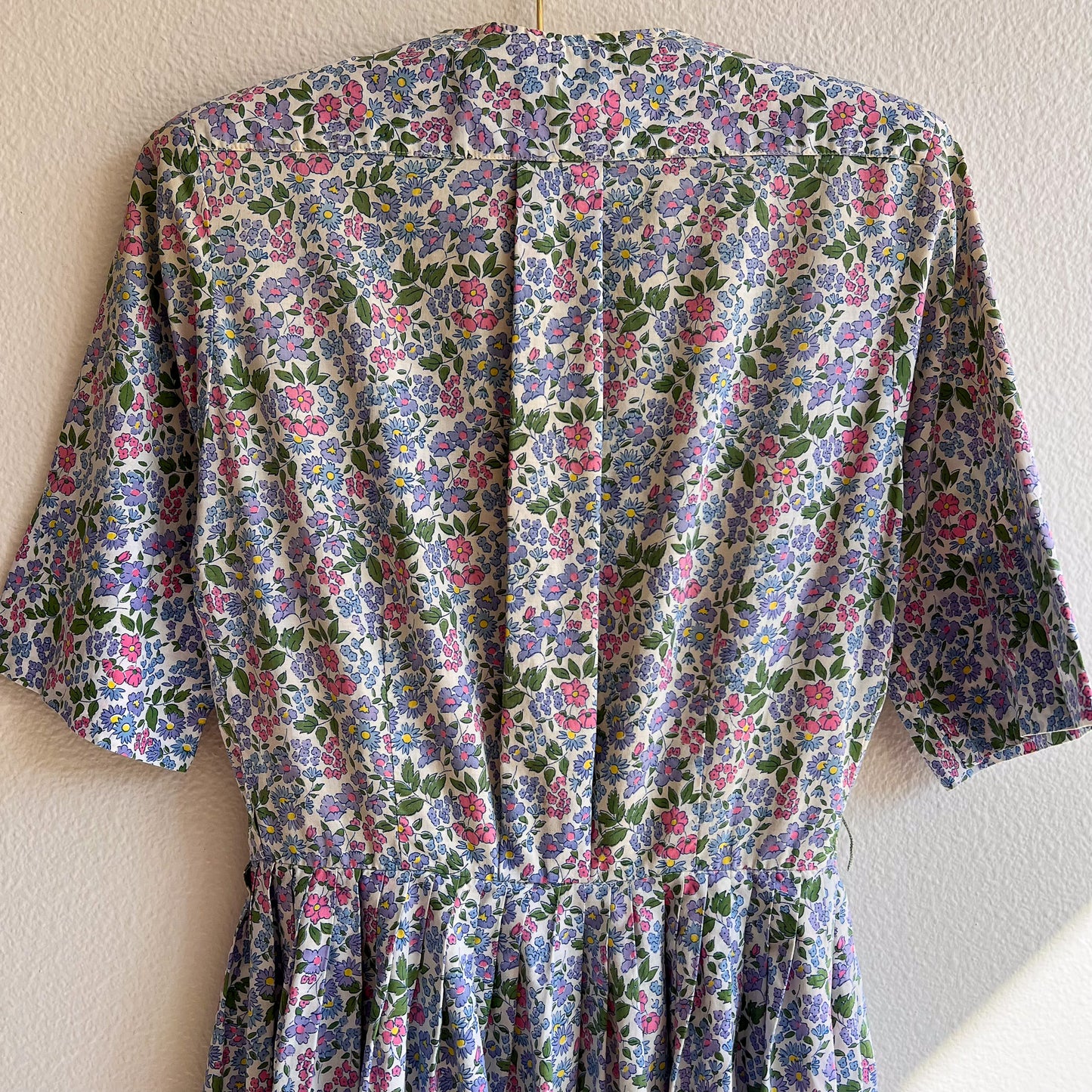 1950s Summer Dress With Purple Daisy Print (XS)
