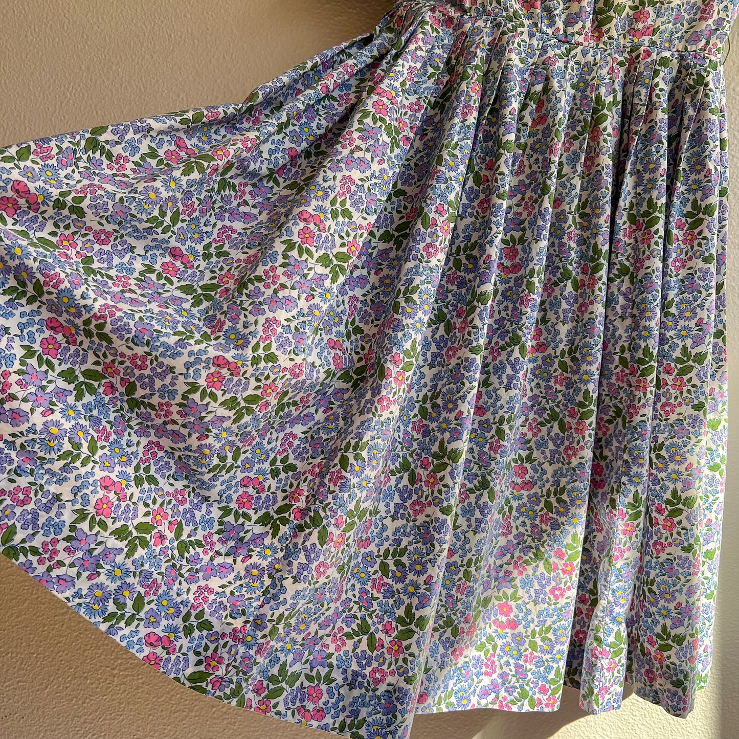 1950s Summer Dress With Purple Daisy Print (XS)