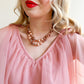 1950s Large Taupe Beaded Double-Strand Necklace