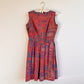 1950s Funky Tiki Print Dress With Pleated Skirt (M)
