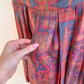 1950s Funky Tiki Print Dress With Pleated Skirt (M)