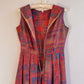 1950s Funky Tiki Print Dress With Pleated Skirt (M)