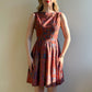 1950s Funky Tiki Print Dress With Pleated Skirt (M)