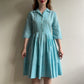 1950s Turquoise and White Gingham Summer Dress (M)