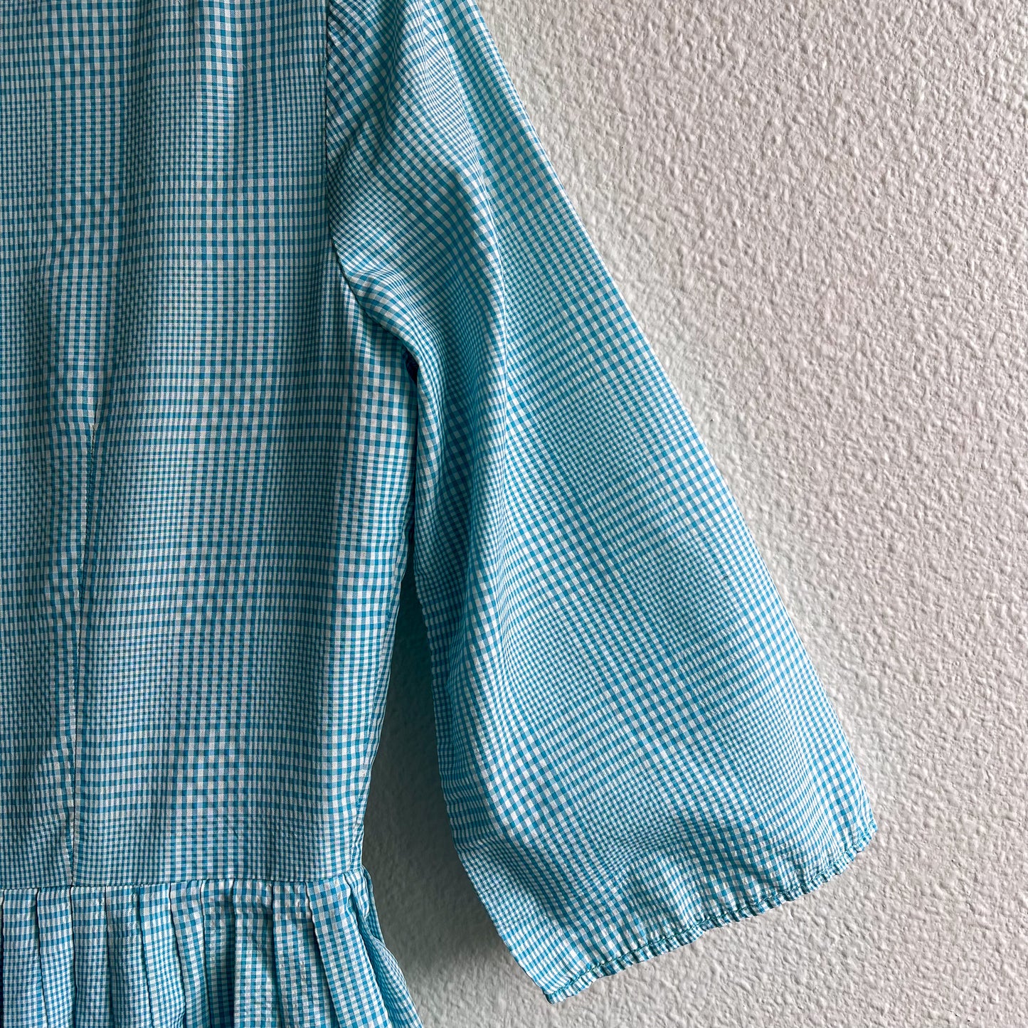 1950s Turquoise and White Gingham Summer Dress (M)