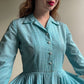 1950s Turquoise and White Gingham Summer Dress (M)