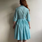 1950s Turquoise and White Gingham Summer Dress (M)