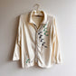 1950s White Cashmere Cardigan With Leaf Details (S/M)