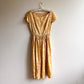 Darling 1950s Yellow Silk Dress With Delicate Print (XS)