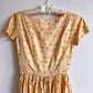 Darling 1950s Yellow Silk Dress With Delicate Print (XS)