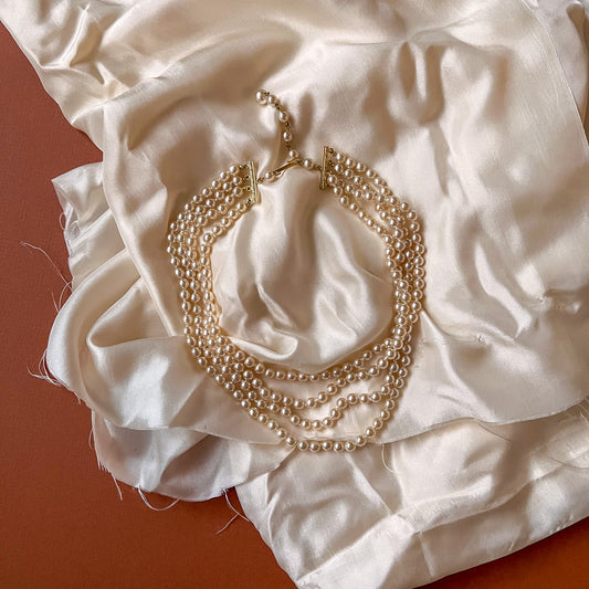 1960s 4-Strand Pearl Choker Necklace