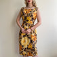 1960s Autumnal Blooming Roses Print Dress (M/L)