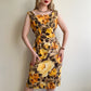 1960s Autumnal Blooming Roses Print Dress (M/L)