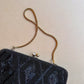1960s Black Beaded Handbag With Gold Chain